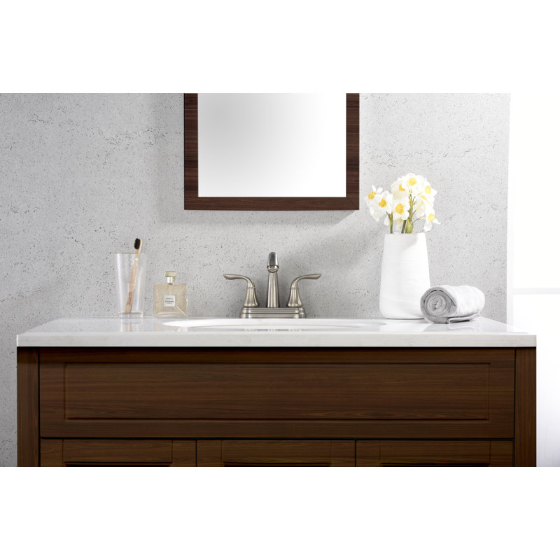Robinet de lavabo de salle de bain central à deux poignées avec ensemble de drain Kree Arc , Nickel brossé