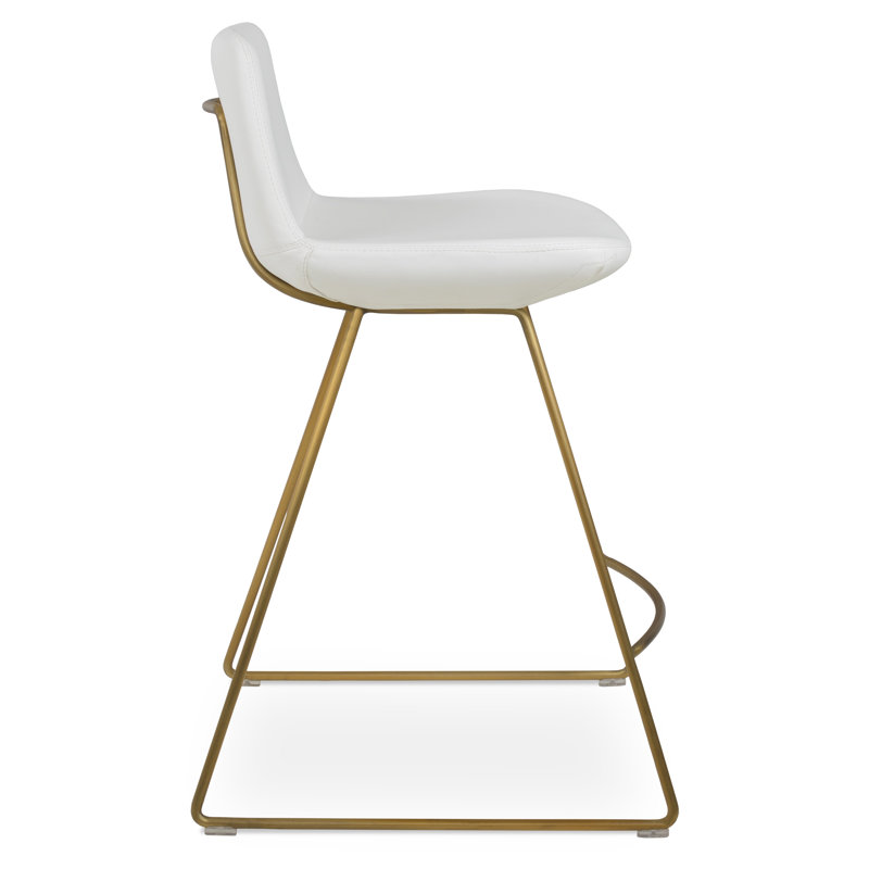 Pera HB Wire Counter & Bar Stool, Blue, Counter Stool (24" Seat Height), Brass