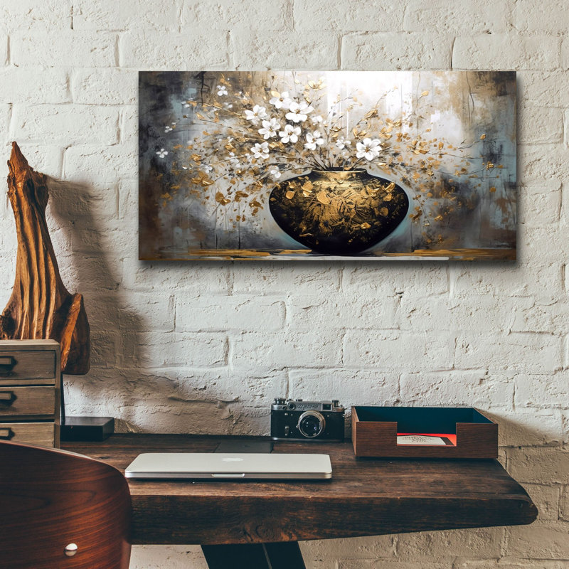 «Black and Gold Vase» par Epic Portfolio, art mural en verre acrylique