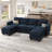 Shavera Velvet U-Shaped Sectional Couch Convertible Large Sofa Bed Sleeper With Storage Ottoman-129925601