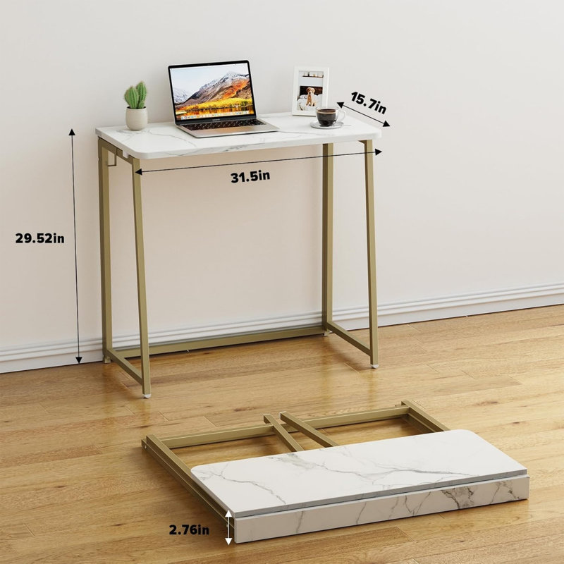 Faux Marble Steel Computer Desk