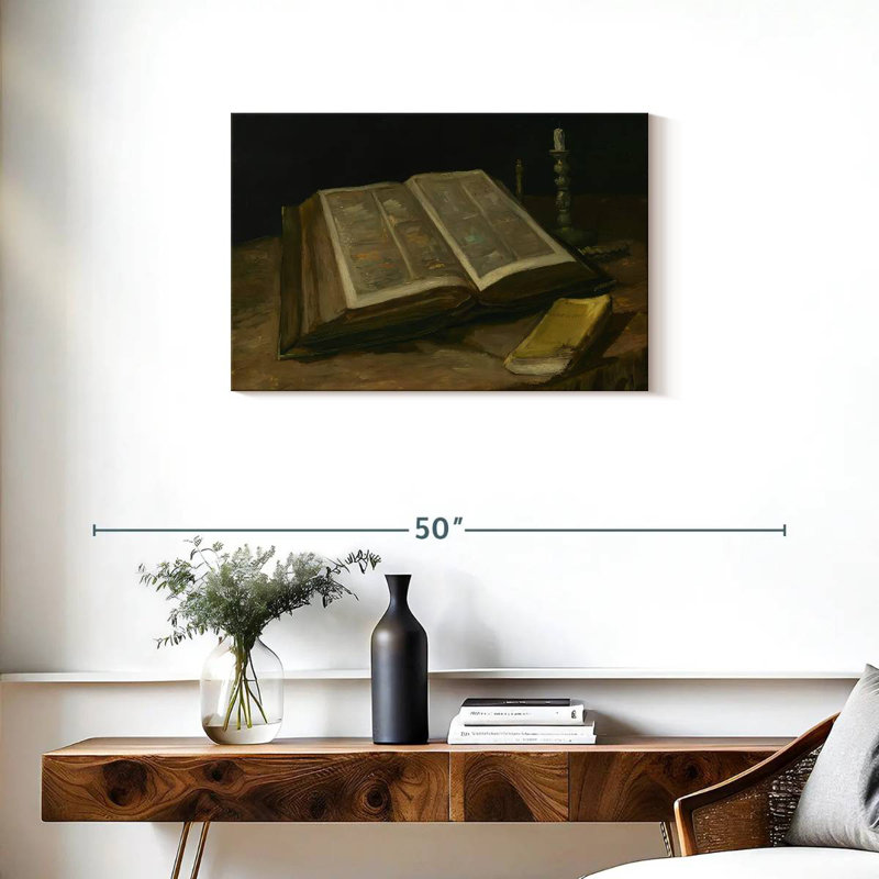 Adella nature morte avec la bible, H 20 po x l 30 po