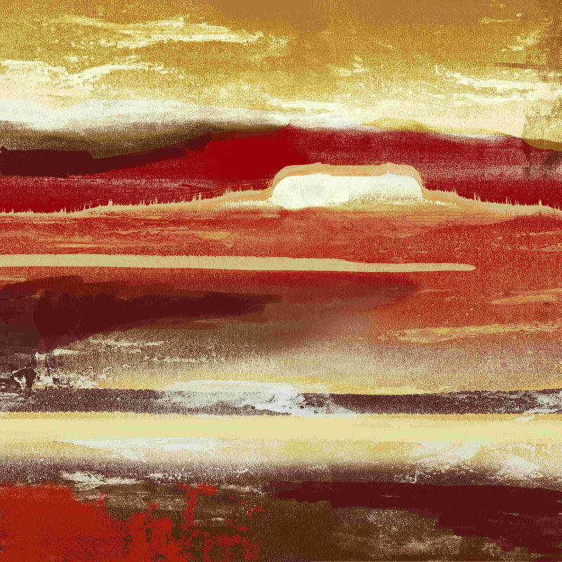 " Abstract Landscape Warm Red ", 12" H x 12" W