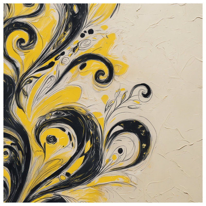 Toile abstraite à motif floral sur toile, 32 x 32 pouces