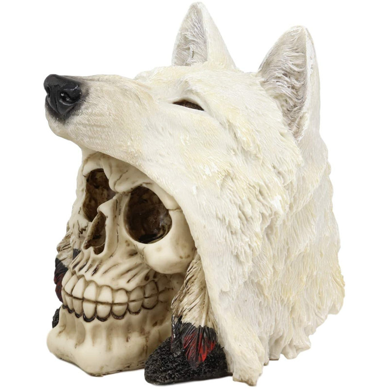 Figurine de crâne de loup solitaire Anarsja