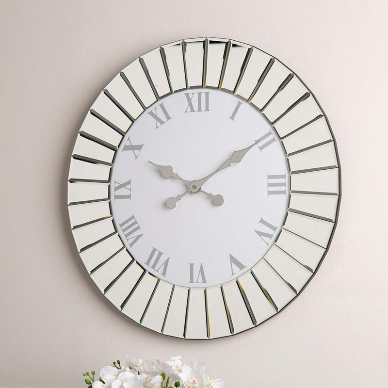 Battiste Mirror Wall Clock for Living Room Decor, Modern Wall Clock for Bedroom, 90cm H x 90cm W x 3.3cm D