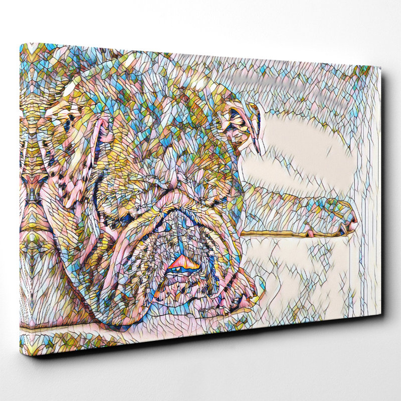 White British Bulldog 1 - Wrapped Canvas, 40cm H x 60cm W