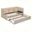 Modern Upholstered Daybed with Trundle, Storage Shelves, USB & Outlet-1730203290
