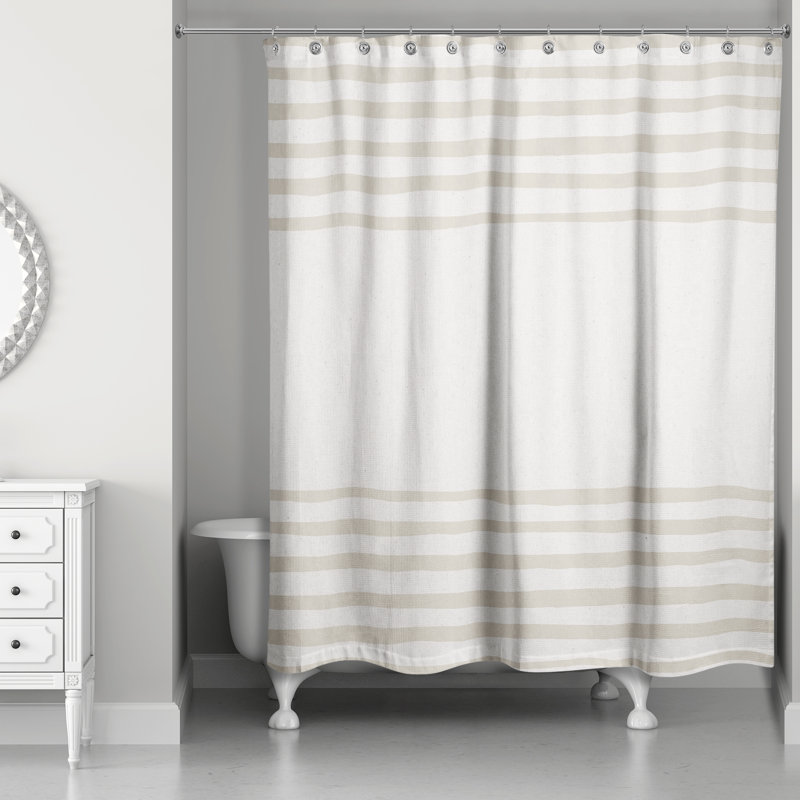 Rideau de douche simple à rayures Treutlen, Beige