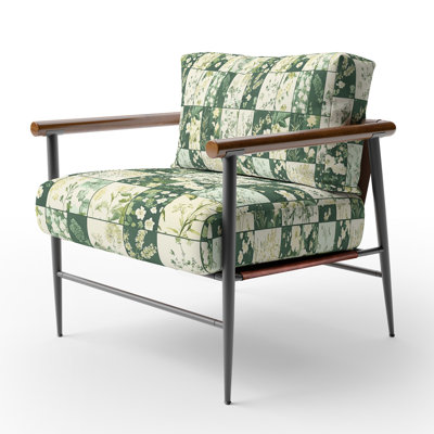Patchwork Upholstered Chair - Meadows Quilt Green Arm Chair