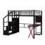 Lit mezzanine double en métal avec bureau intégré et garde-robe