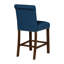 2 tabourets de comptoir rembourrés avec décoration cloutée - bleu, configuration de siège rabattable, pieds en bois massif noyer