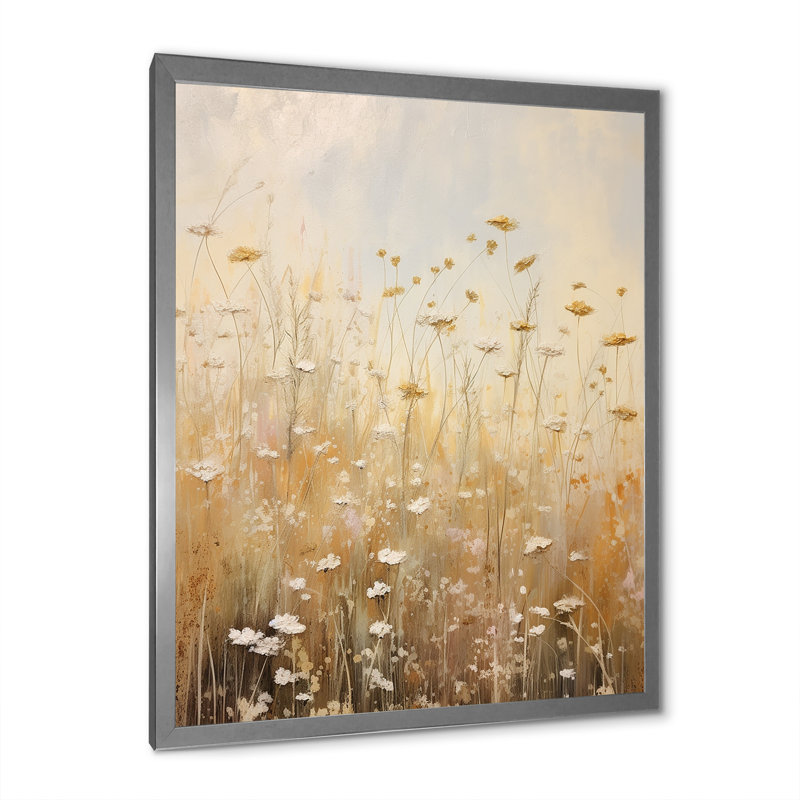 «Meadow Of Dreams V» sur toile, Cadre simple argenté, H 40 po x l 30 po x P 1,5 po