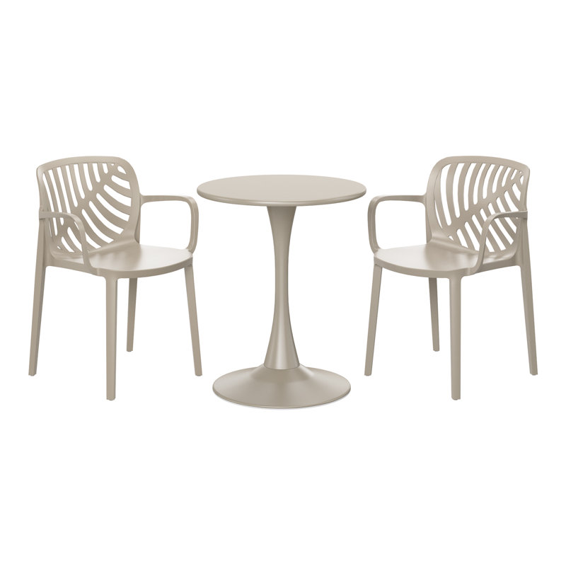 Ensemble repas extérieur 2 personnes, H 28,5 po x l 23,5 po x P 23,5 po, Beige, 2