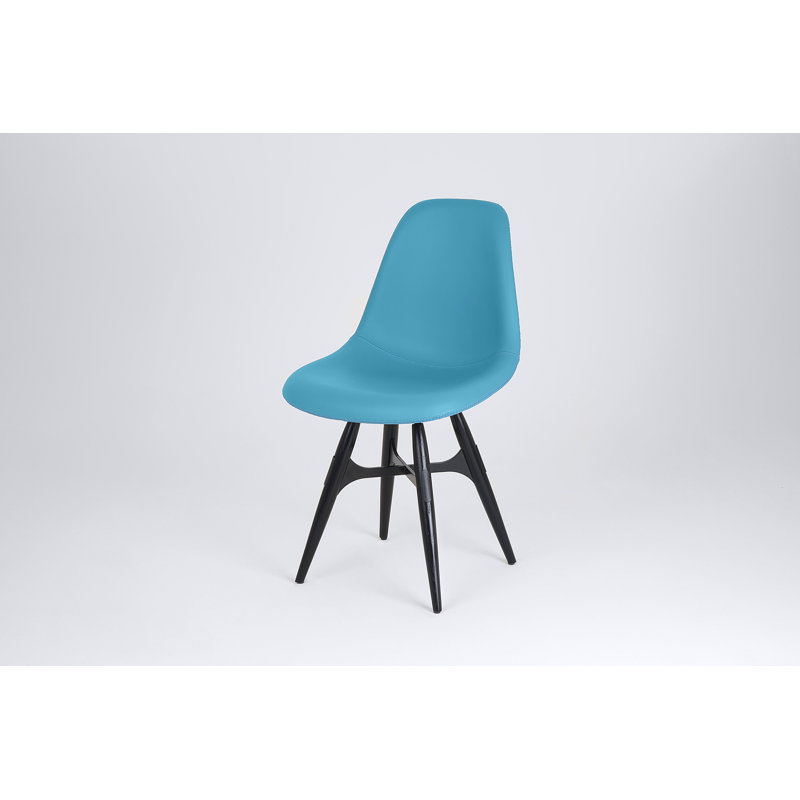 Chaise de salle à manger rembourrée en cuir véritable ZigZag