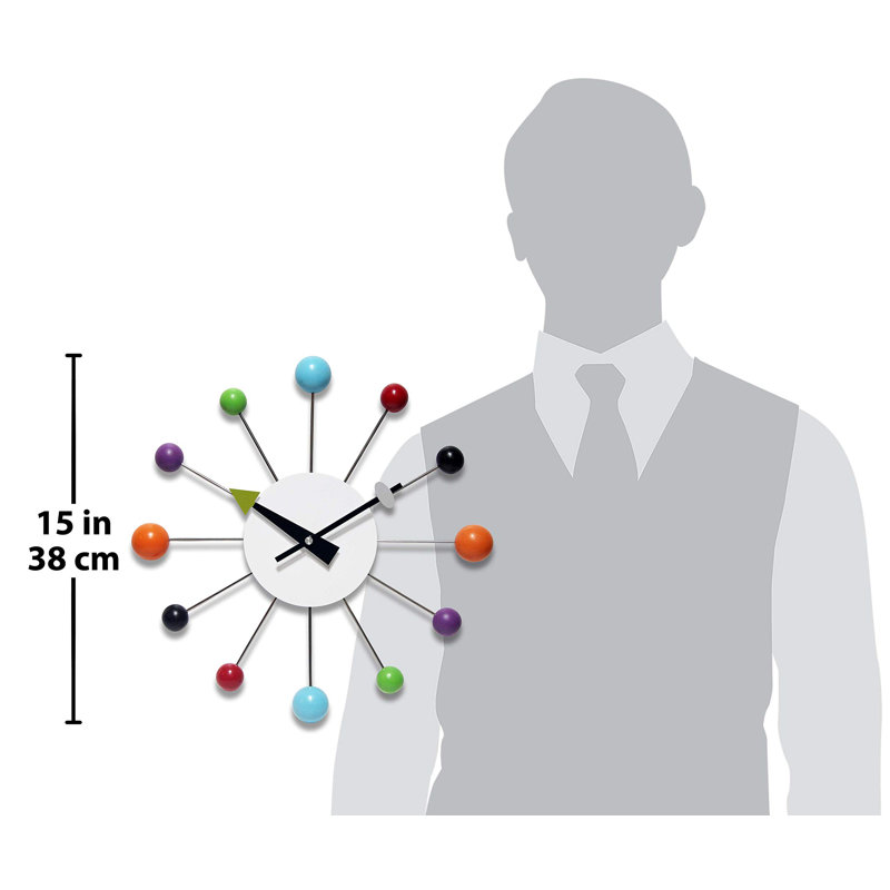 Hailie Midcentury/Modern Starburst Metal & Plastic Wall Clock 15" - Multi-Color