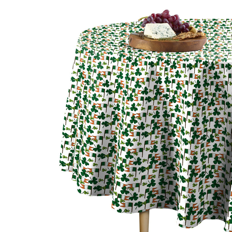 Skeen Irish Flags Clovers Round Tablecloth, 84" x 84"