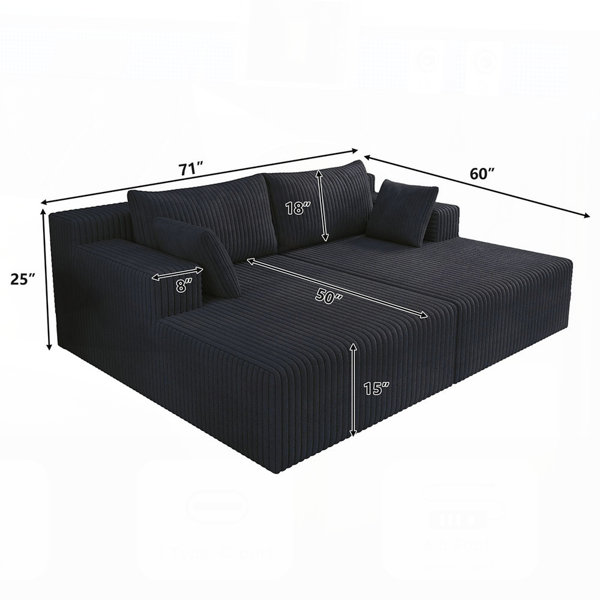 Wrought Studio Cloud Sectional Couch with Chaise, Modern Modular Sofa ...