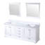 80 po Meuble-lavabo double blanc avec comptoir en marbre et 30 miroirs - fermeture en douceur, surface grattée - teintée, tiroirs d'armoires de rangement supplémentaires x 22 et teinté, 2 tablettes ouvertes suffisantes-969778468