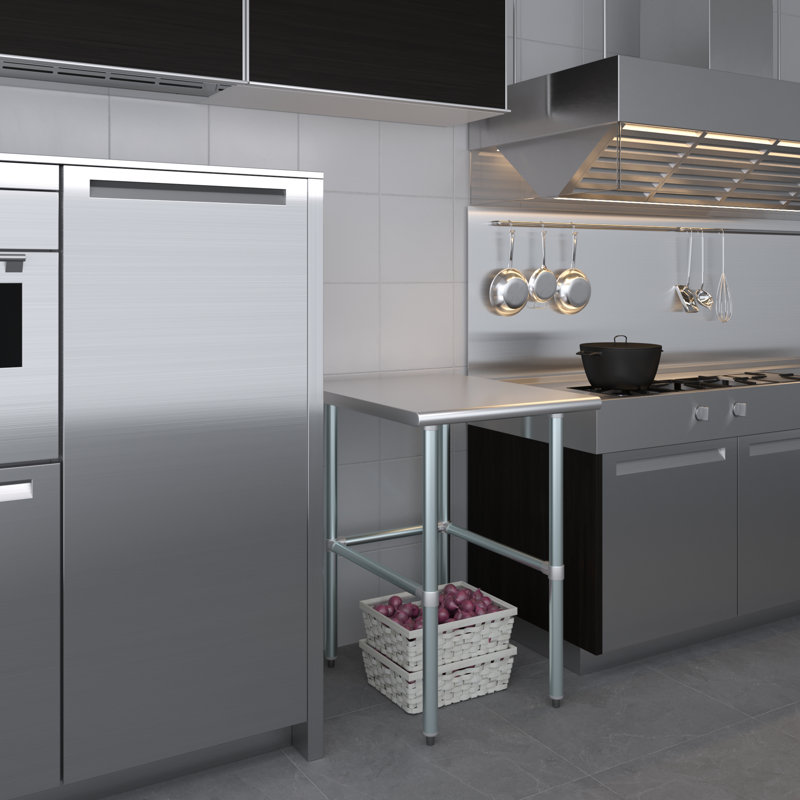 Table de travail en acier inoxydable, H 35 po x L 24 po x L 30 po