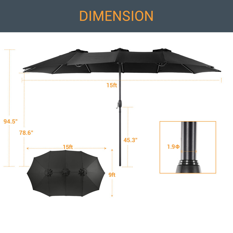 Parasol de marché 180,1 po Saidy, Noir