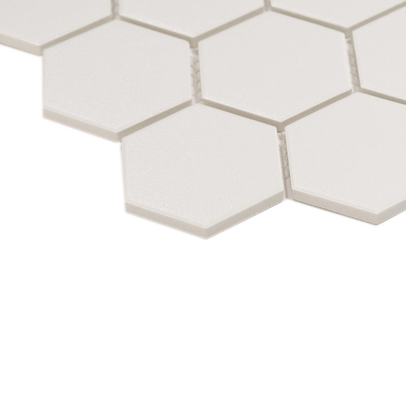 Sage 2" x 2" Hexagon Porcelain Matte Mosaic Tile, White