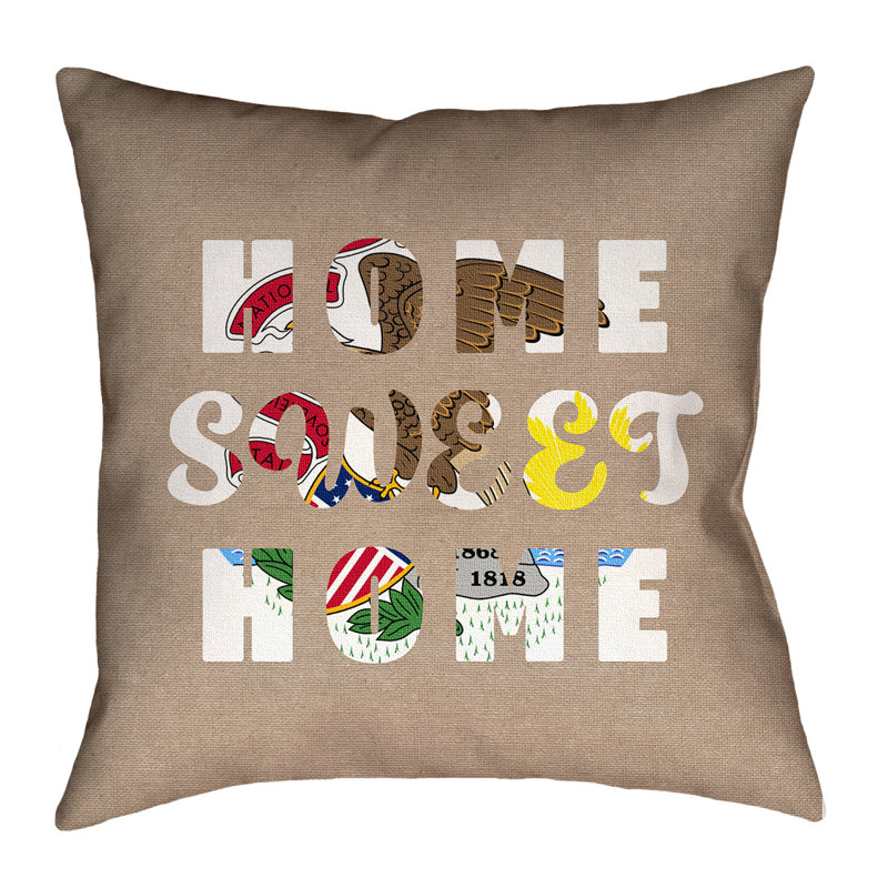 Coussin Katelyn Smith Home Sweet Illinois, 26 po x 26 po, Croisé en coton - utilisation intérieure seulement