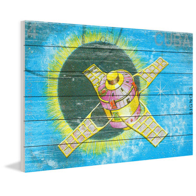 Satellite Image Graphic Art on Wood