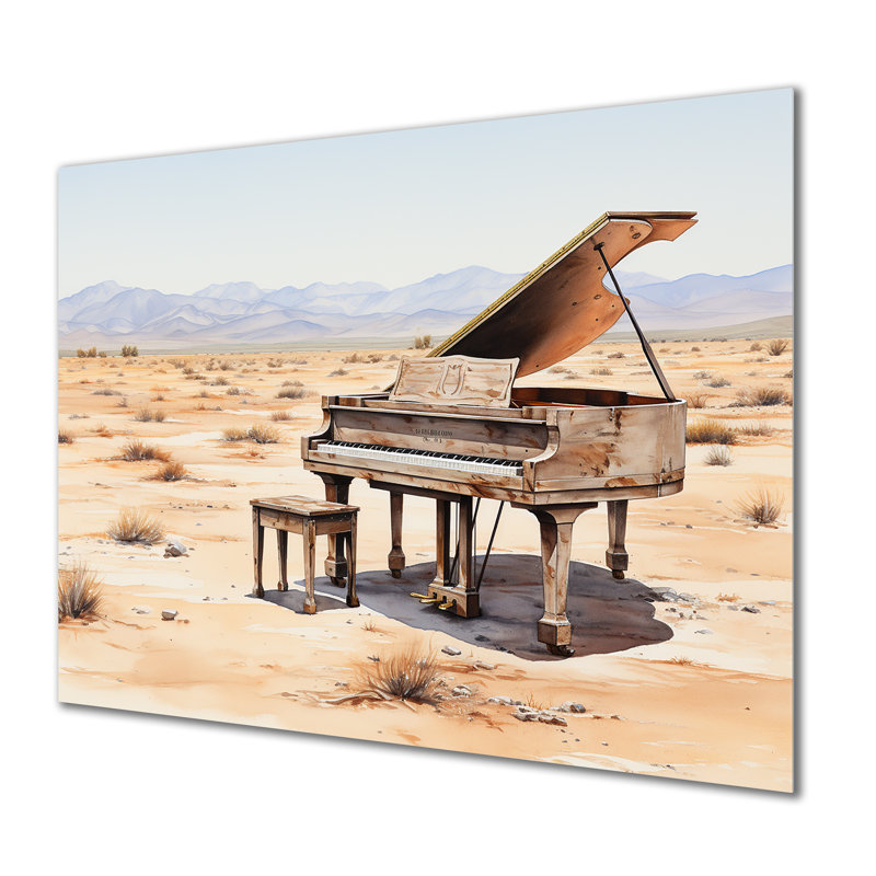 Desert Piano Melody II - Piano, art mural en métal, H 12 po x l 20 po x P 1 po