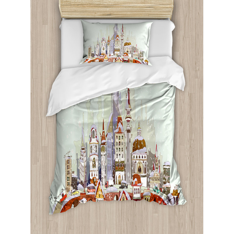 Pale Green Lavender Twin Christmas Duvet Cover Set