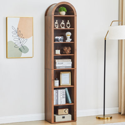 70" Arched Narrow Bookcase, 8-Tier Open Bookshelf
