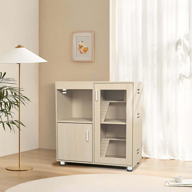 Cage à hamster avec fenêtres d'observation, bois, armoire de rangement, dessus ouvert pour cage en bois pour petits animaux Interaction, 4 couches, rangement en acrylique, couvercle