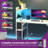 Reversible 110Cm W Computer Desk,Home Office Desk Gaming Table With Storage Shelf&LED Lights-1480465963