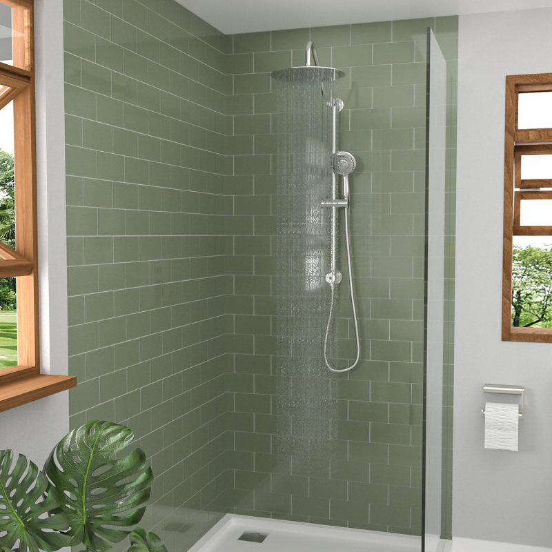 10 Inch Wall Mount Dual Shower Heads with Handheld Shower and Slide Bar in Chrome