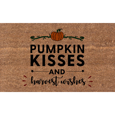 Paillasson d'extérieur Eward Pumpkin Kisses And Harvest Wishes