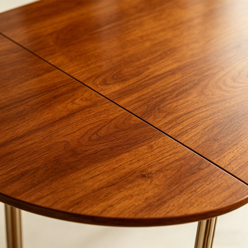 Table de salle à manger brune en bois massif ovale