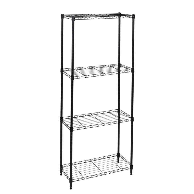 Étagère à 4 niveaux en fil de fer, noir, H 56 po x l 24 po x P 10 po, Noir