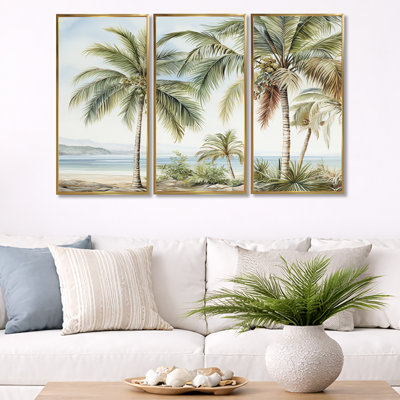Palms Palm Trees On The Beach V - Palms & Palm Trees Wall Art Living Room Set