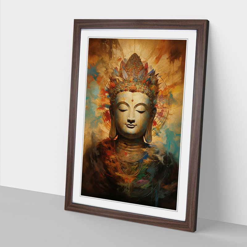 Buddha Modern Art - Framed Print, Walnut Framed, 46cm H x 34cm W x 2cm D