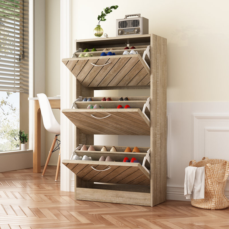 42.3'' H X 22.4"W 18 Pairs Shoe Storage, Brown