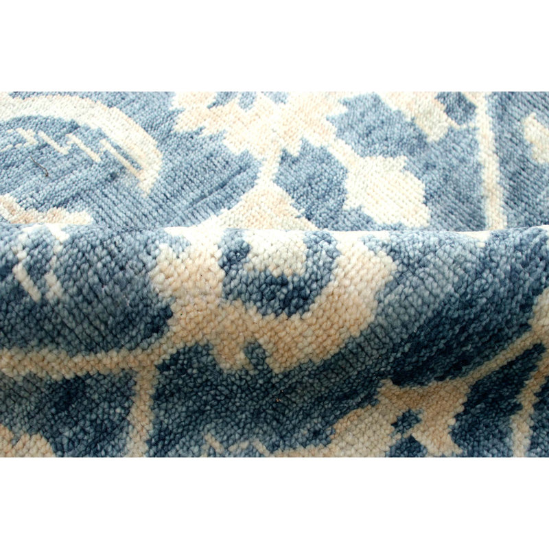 Hand Knotted Wool Area Rug in Blue/Light Blue, Rectangle 9' x 12'