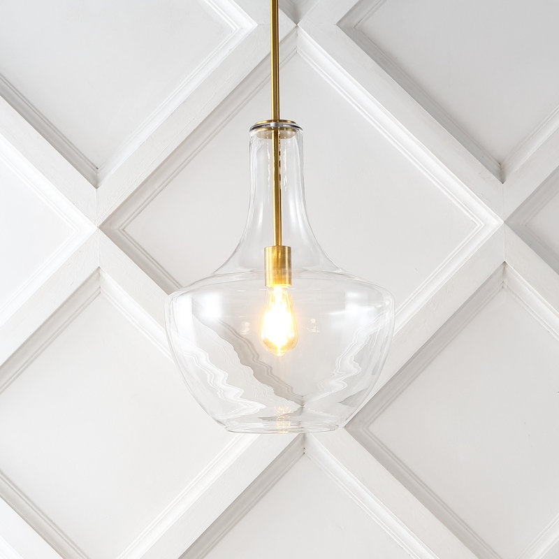 Luminaire suspendu en forme de larme à 1 lumière Raymonde, H 19 po x l 13,25 po x P 13,25 po, Laiton doré