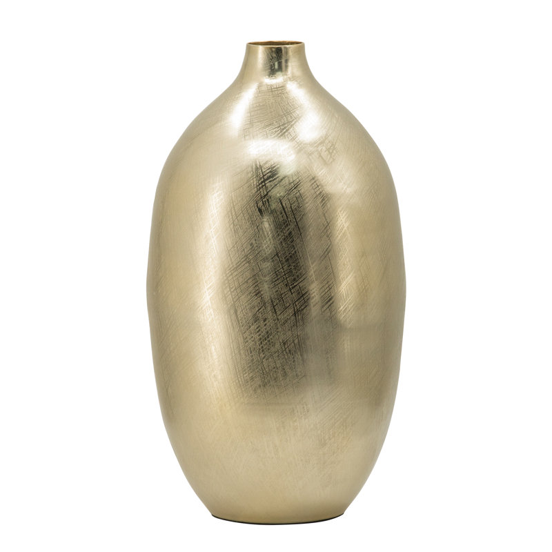 Metal Table Vase, 18.5" H x 8.3" W x 8.3" D, Gold Streaks