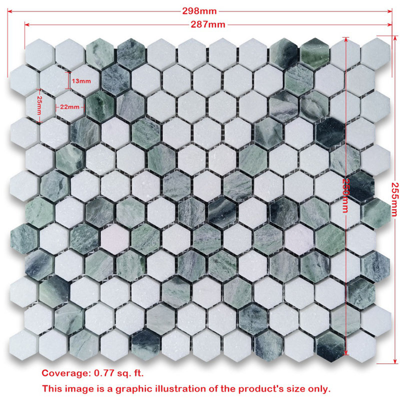 10" x 11" Marble Mosaic Wall & Floor Tile