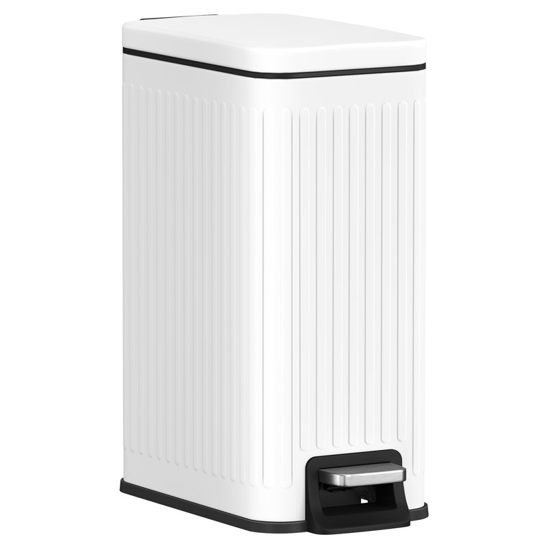 Poubelle de salle de bain, poubelle de 1,6 gallon (6 L) avec couvercle, mince pour petits espaces, poubelle en acier inoxydable, fermeture en douceur