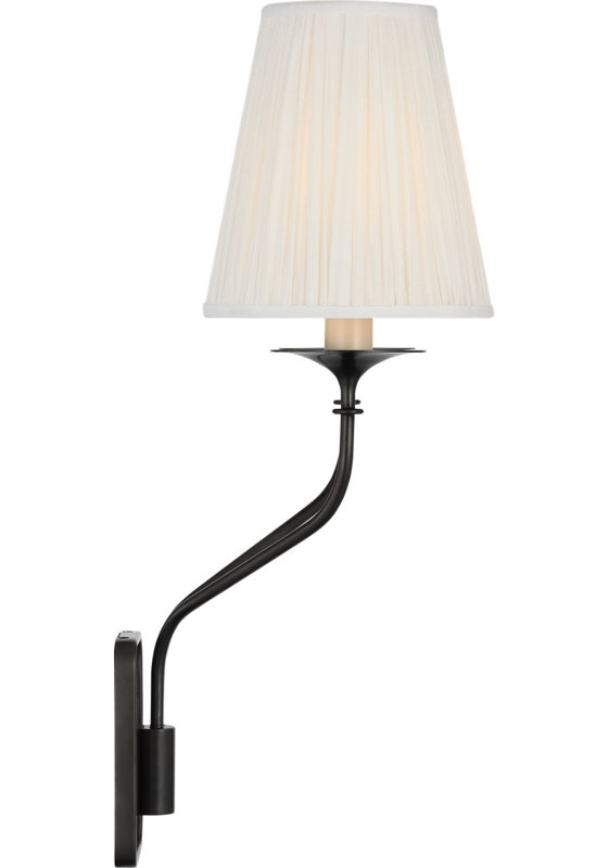 Knox 19" Double Sconce with Silk Pleated Shades, Bronze