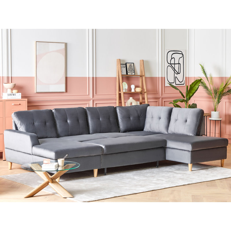 Abdirizaq 4 Seater Velvet Sofa Bed, Grey