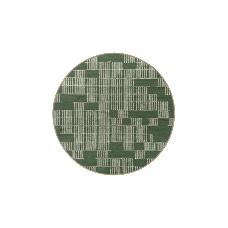 Geometric Green Colored Themed Patterned Woven Base Carpet And Washable Carpet, Runner 2'6" x 6'7"