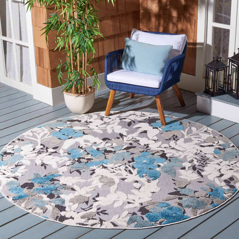 Latifah Performance Floral Rug, Round 6'7"