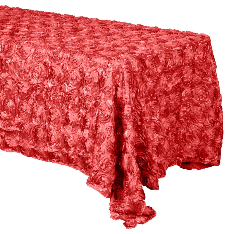 Silvie Floral Polyester Tablecloth, 108" x 54", Coral
